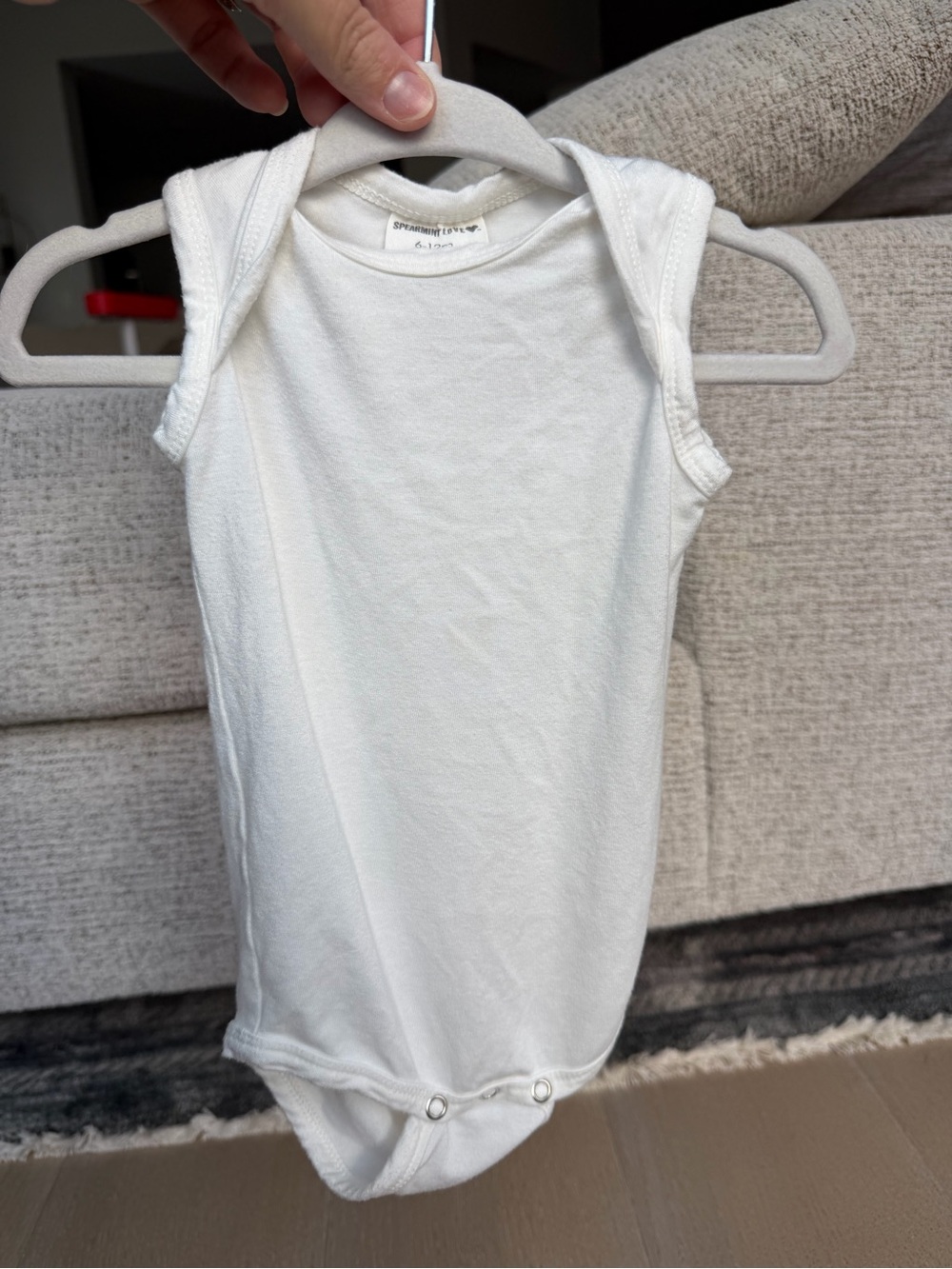Spearmint Love White Sleeveless Baby Bodysuit